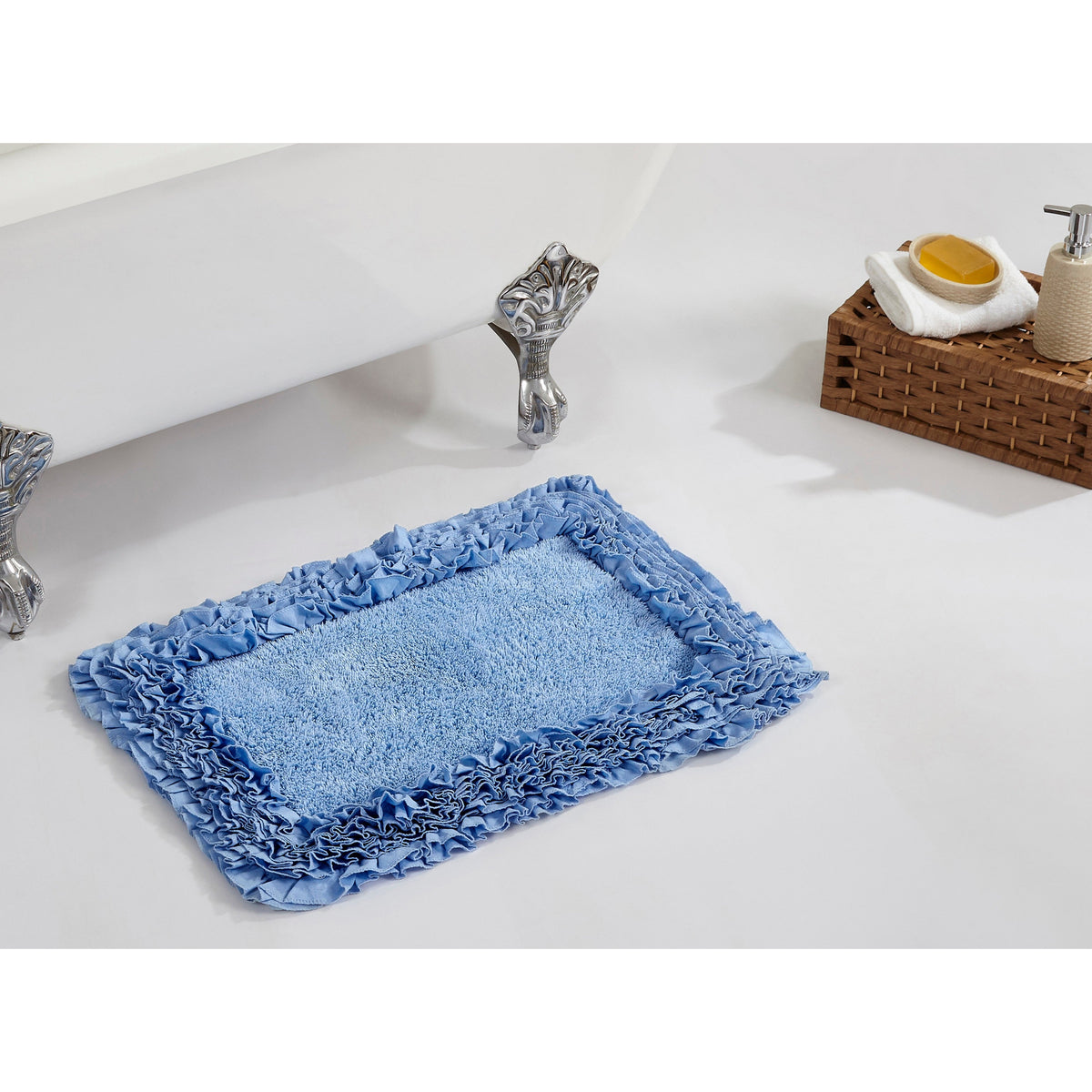 Shaggy Border Bath Rug: 100% Cotton Tufted Design with Ruffle Border | Ultra-Soft, Absorbent, Machine-Washable with Spray Latex Backing | Better Trends