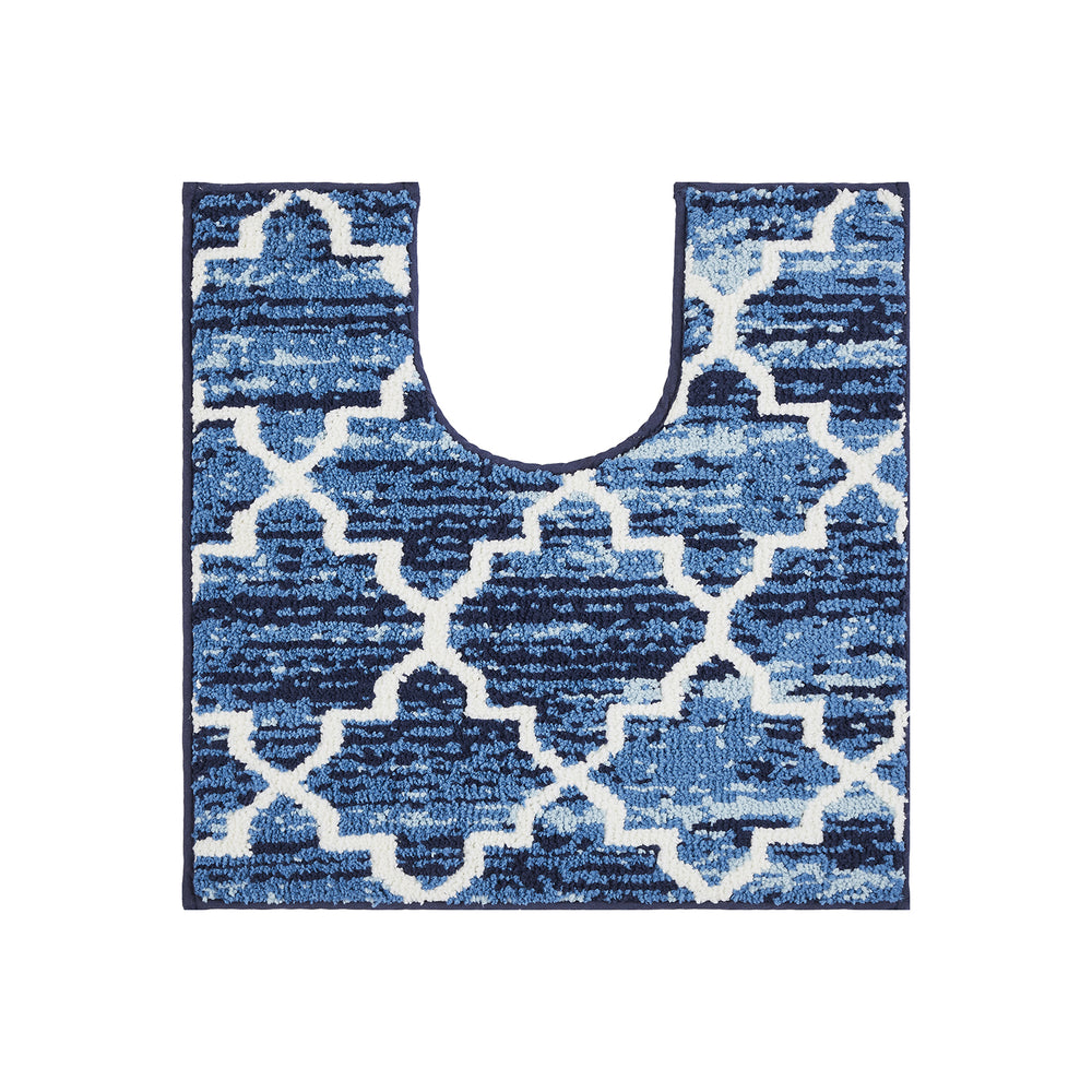 Better Trends Savio Collection Toilet mat u shaped, Non Slip Bath Mat & Washable Bathroom Rugs, 100% Polyester Premium Bathroom Floor Mat, Perfect Bath Mats for Bathroom - Blue Bathroom Rugs