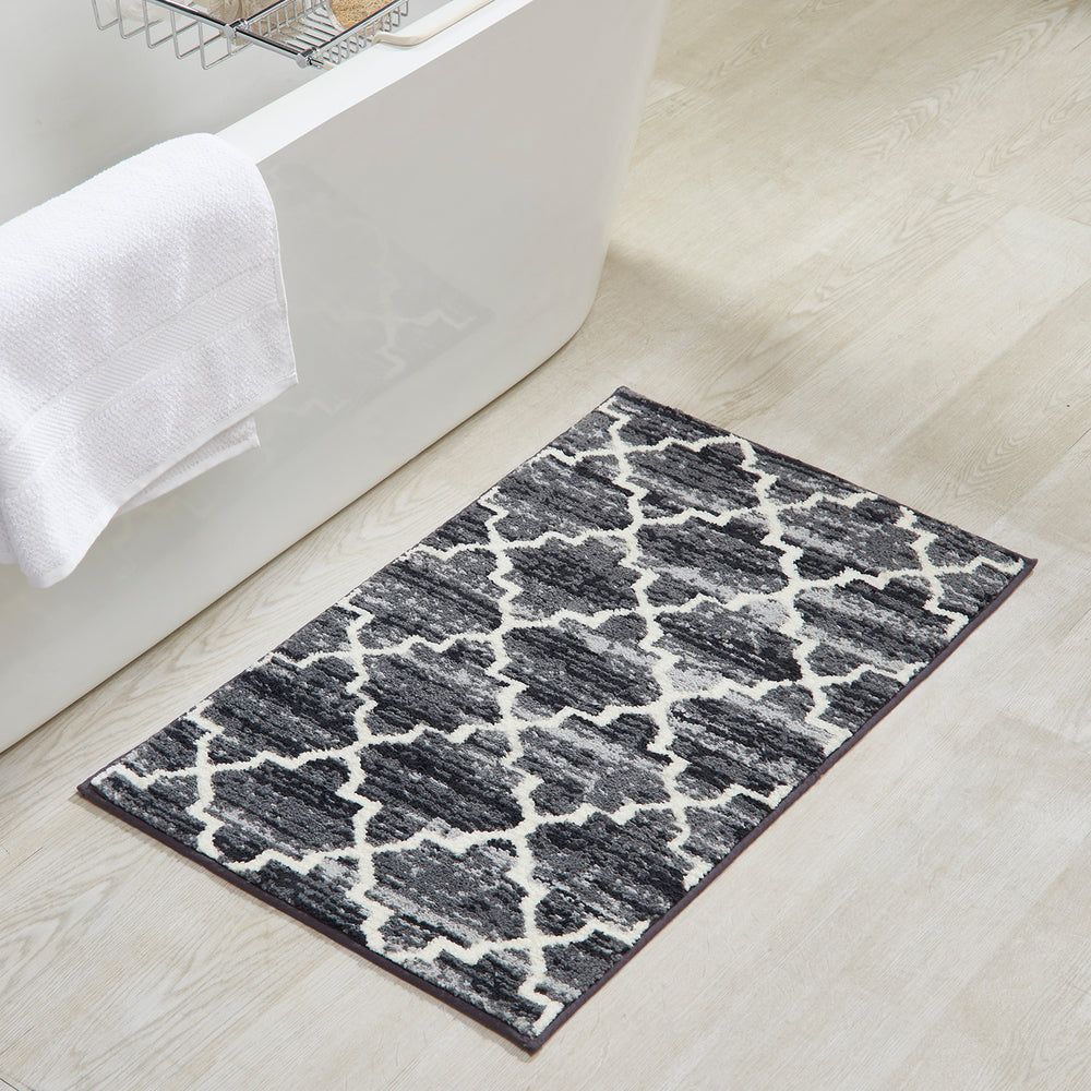 
                      
                        Better Trends Savio Collection 21" x 34" Bath Rug, Non Slip Bath Mat & Washable Bathroom Rugs, 100% Polyester Premium Bathroom Floor Mat, Perfect Bath Mats for Bathroom - Gray Bathroom Rugs
                      
                    