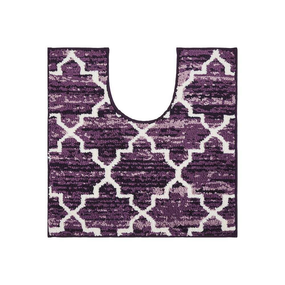 Better Trends Savio Collection Toilet mat u shaped, Non Slip Bath Mat & Washable Bathroom Rugs, 100% Polyester Premium Bathroom Floor Mat, Perfect Bath Mats for Bathroom - Purple Bathroom Rugs