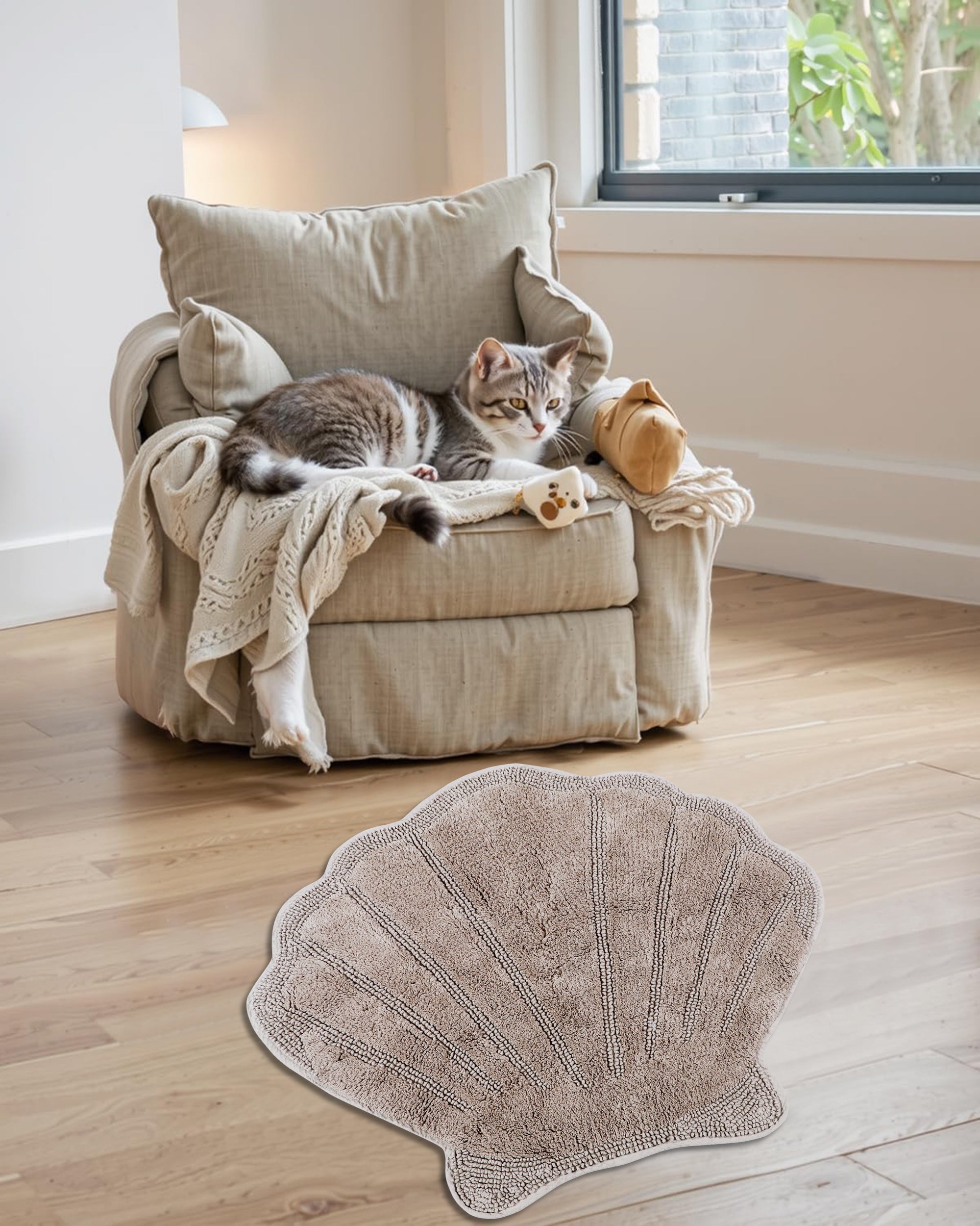searoomrlyn シールームリン ルームマット　貝殻　アリシアスタン Marilyn Collection Seashell Shape Bath Rug 100% Cotton, Ultra
