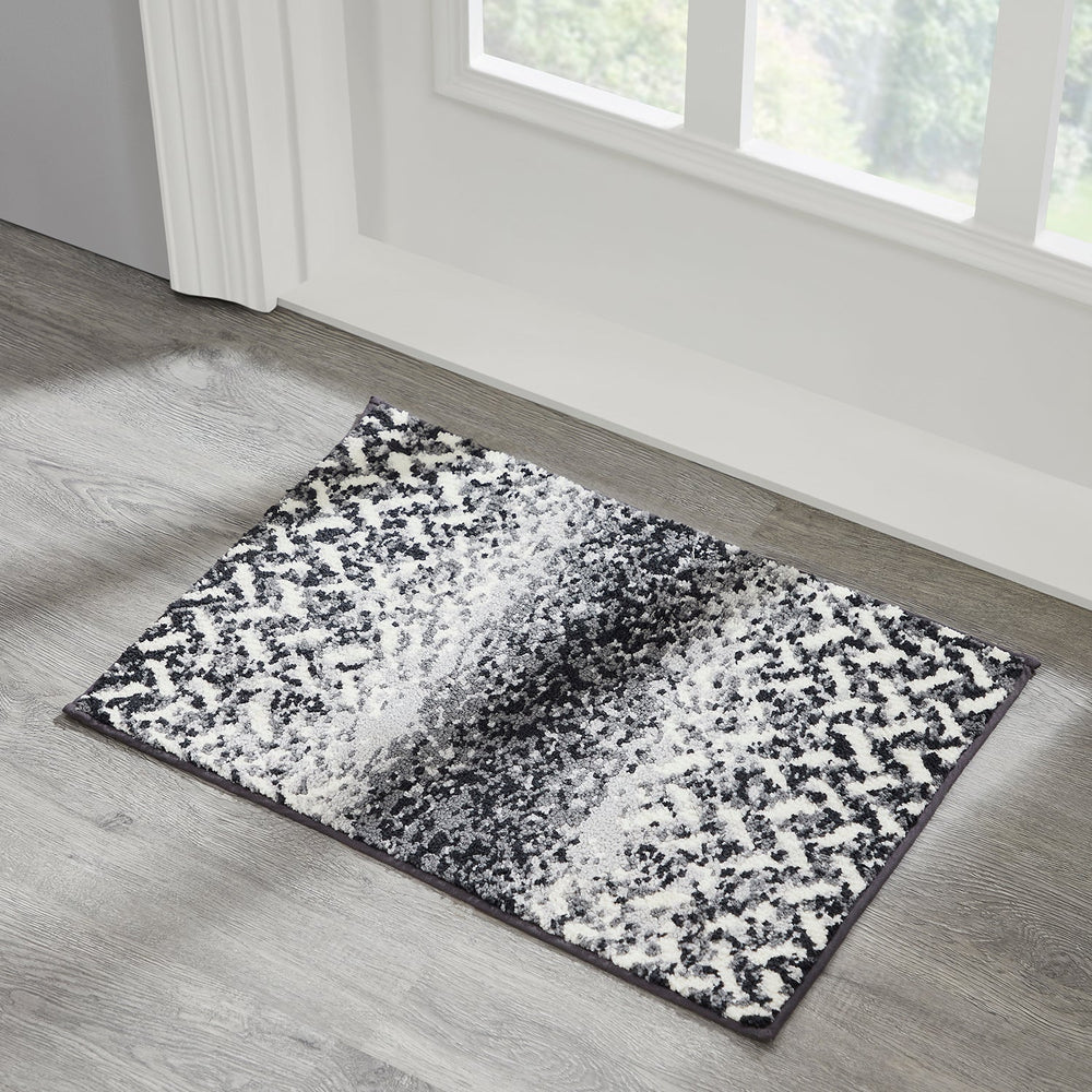 Casablanca Chevron Bath Rug - 100% Polyester, Knitted Weave with Gel Foam/Rubber Backing