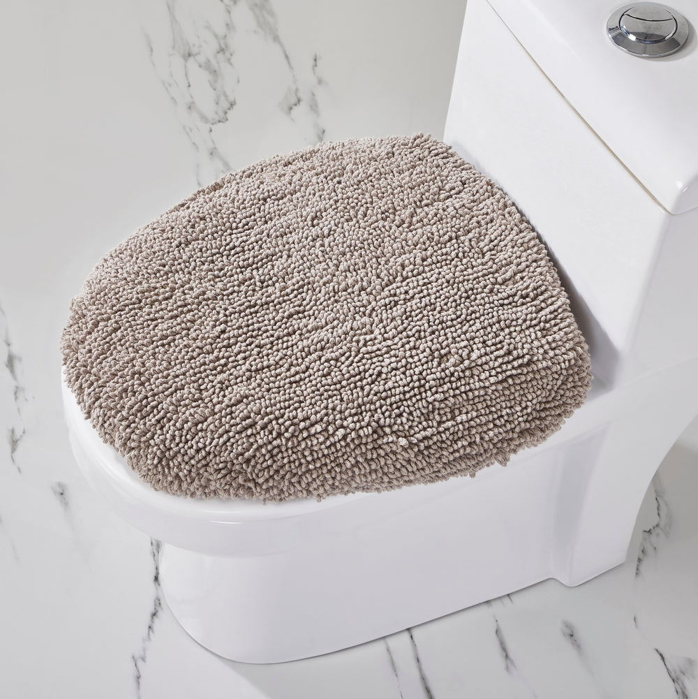 Better Trends Edge Collection Toilet Lid Covers for Bathroom, Durable Toilet Cover Lid, Machine Washable & Water Absorbent Bathroom Seat Cover, Toilet Top Cover - Sand/Beige toilet seat cover