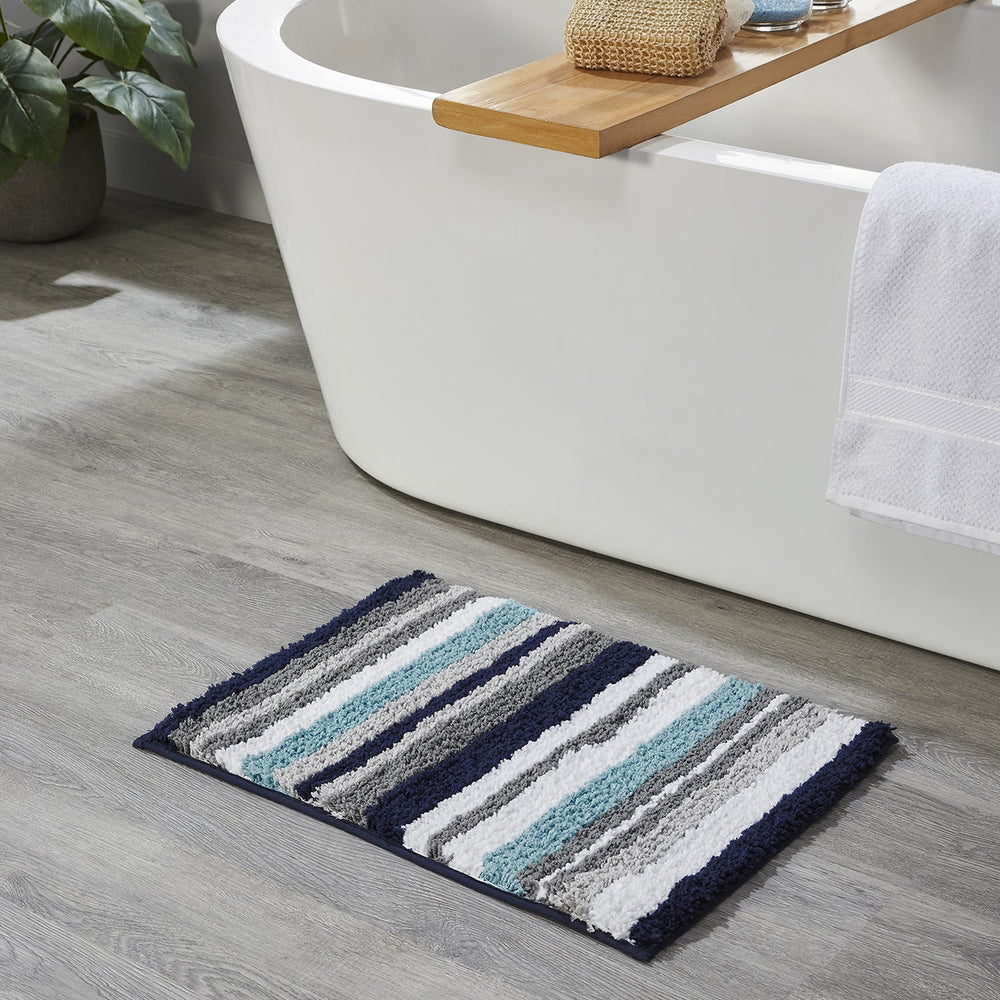 Griffie Durable Polyester with Non-Slip TPR Backing Tufted Design Bath Rug