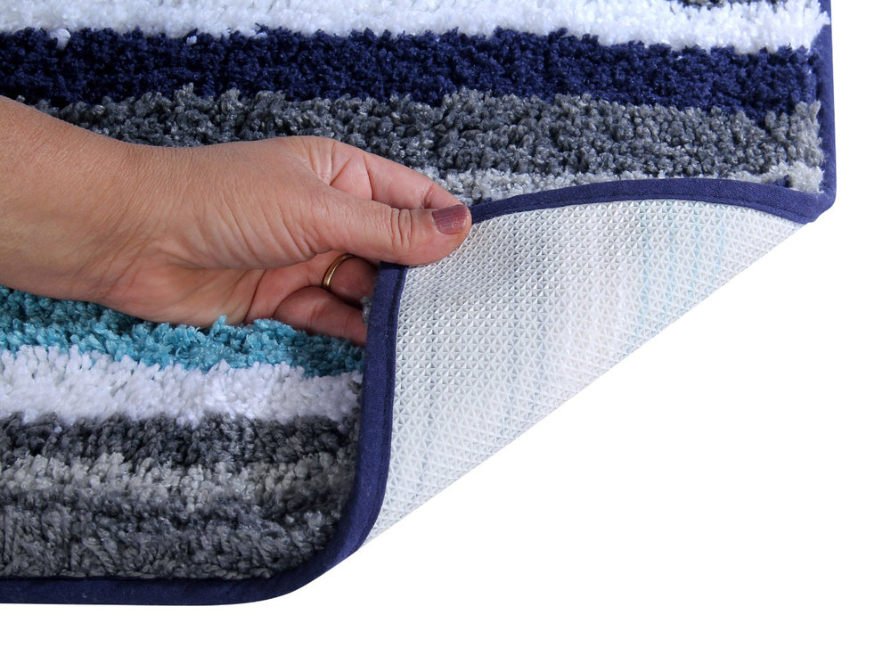 
                      
                        Better Trends Griffie Collection Bathroom Mat -Navy Blue Bathroom Rugs, Washable, quick dry & Absorbent Bath Mat, Farmhouse Bathroom Rug, Bath mats for bathroom non slip, 24x36 Bath Rug
                      
                    