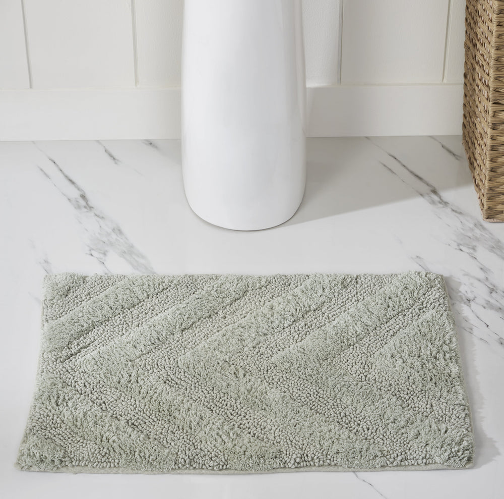 Better Trends Hugooo Collection 100% Cotton Bathroom Mat for Bathroom Decor, Non Slip Bath Mat,Multi-Purpose Bathroom Rugs, Quick-Dry & Water Absorbent Bath Rug - 17 X 24 Bath Mat, Sage