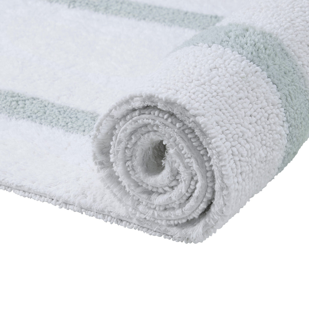 
                      
                        Better Trends 100% Cotton Hotel Collection Bath Mats, White & Blue Bath Mat - Tufted, Reversible & Absorbent & Machine Washable Bath Mats for Bathroom Floor, Shower & Sink, 24" x 40"
                      
                    