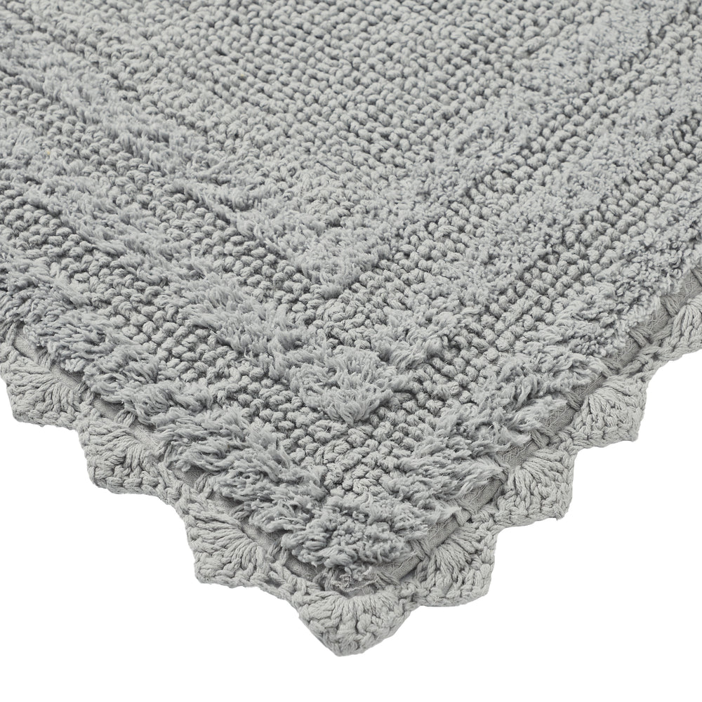 
                      
                        Better Trends Lilly Crochet Collection 100% Cotton 3 Piece Set (17" x 24" | 20" x 20" | 21" x 34") Bath Rug Set in Gray
                      
                    