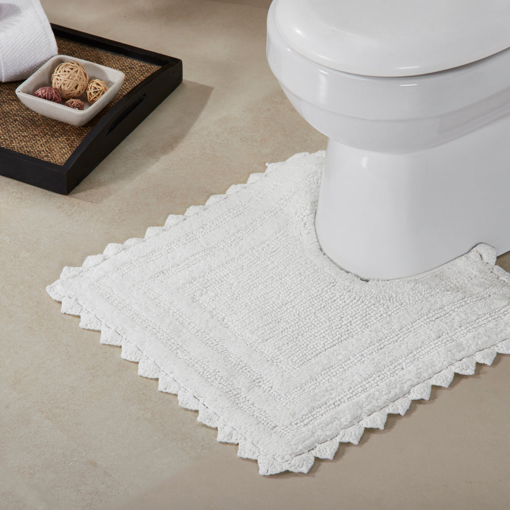 
                      
                        Better Trends Lilly Crochet Collection 100% Cotton 3 Piece Set (17" x 24" | 20" x 20" | 21" x 34") Bath Rug Set in White
                      
                    