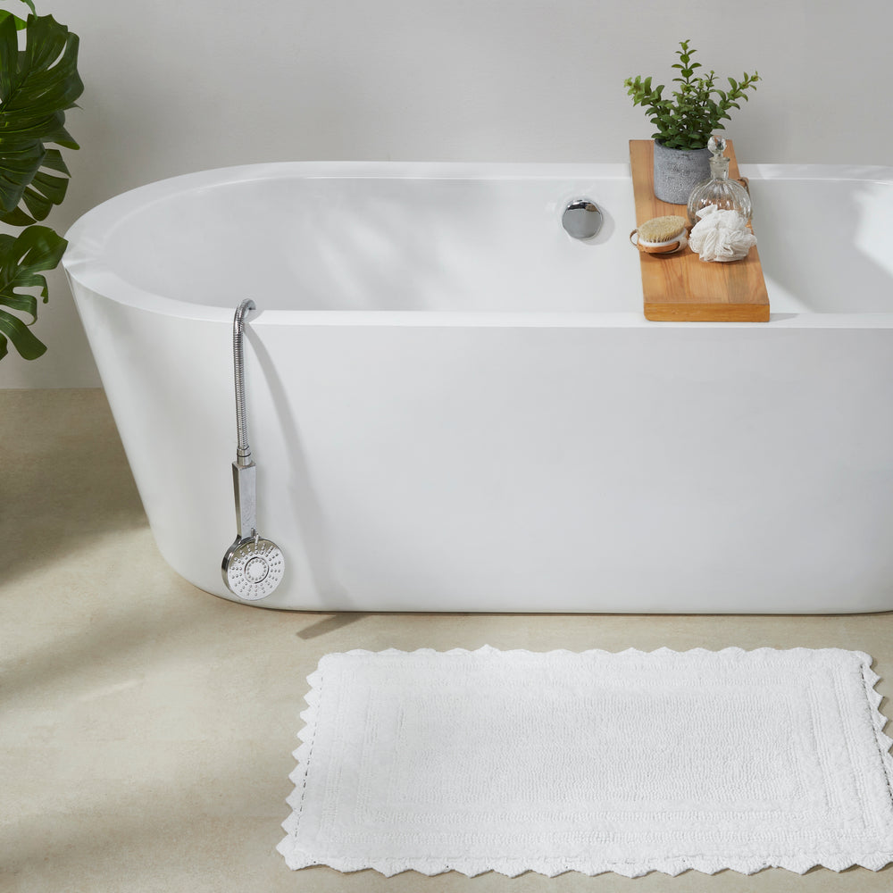
                      
                        Better Trends Lilly Crochet Collection 100% Cotton 3 Piece Set (17" x 24" | 20" x 20" | 21" x 34") Bath Rug Set in White
                      
                    