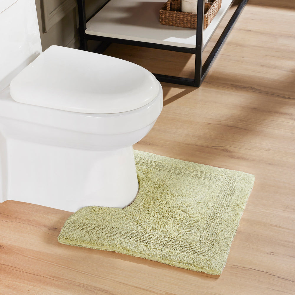 Better Trends 100% Cotton Lux Collection Bath Mats, Sage Contour Bath Mat - Tufted, Reversible & Absorbent & Machine Washable Bath Mats Toilet Base, 20