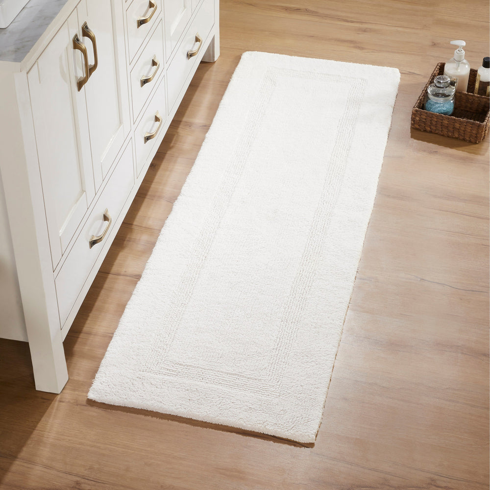 Better Trends 100% Cotton Lux Collection Bath Mats, Ivory Bath Mat - Tufted, Reversible & Absorbent & Machine Washable Bath Mats Runner for Tub, Shower, and Bath Room, 20