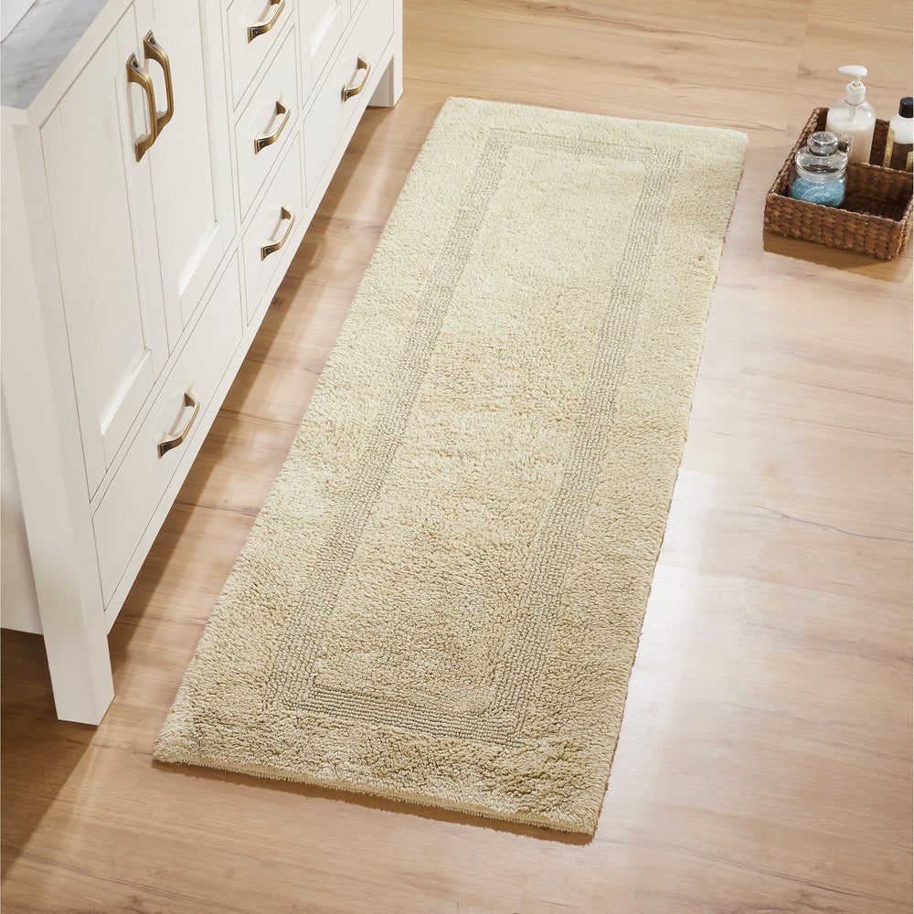 Better Trends 100% Cotton Lux Collection Bath Mats, Sand Bath Mat - Tufted, Reversible & Absorbent & Machine Washable Bath Mats Runner for Tub, Shower, and Bath Room, 20