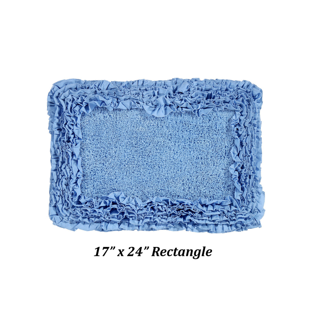 
                      
                        Better Trends 100% Cotton Bath Rug in Shaggy Border Collection - Ultra Soft, Plush, Absorbent, Tufted Bath Mat Rug for Bathroom Floor, Shower & Sink Bath Mat Rug - 17" x 24", Blue
                      
                    