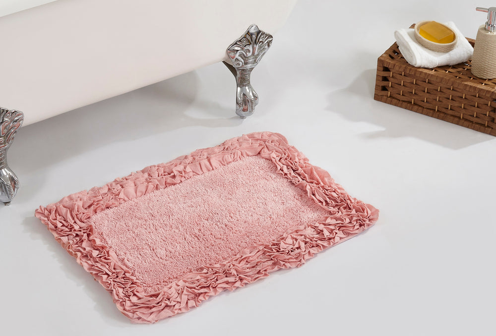 Better Trends 100% Cotton Bath Rug in Shaggy Border Collection - Ultra Soft, Plush, Absorbent, Tufted Bath Mat Rug for Bathroom Floor, Shower & Sink Bath Mat Rug - 17