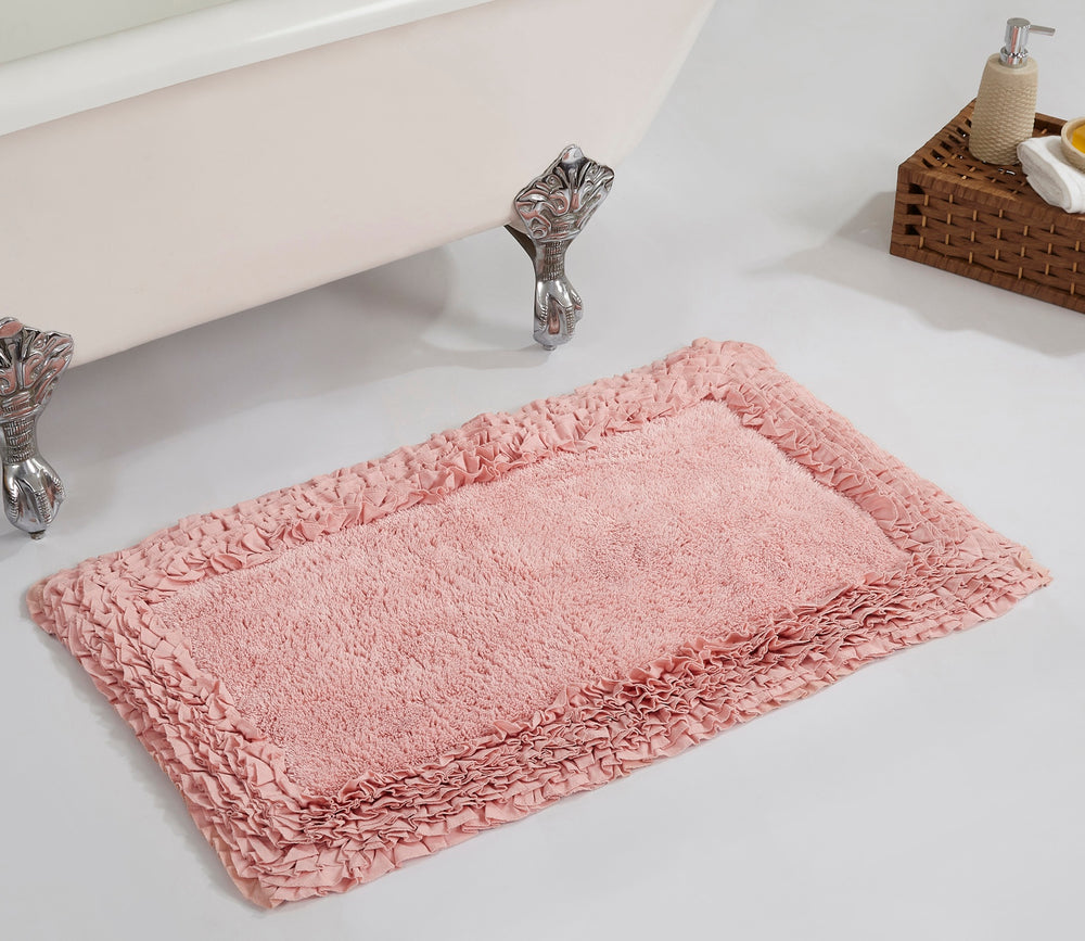 Better Trends 100% Cotton Bath Rug in Shaggy Border Collection - Ultra Soft, Plush, Absorbent, Tufted Bath Rug for Bathtubs, Rain Showers and Under The Sink, 21