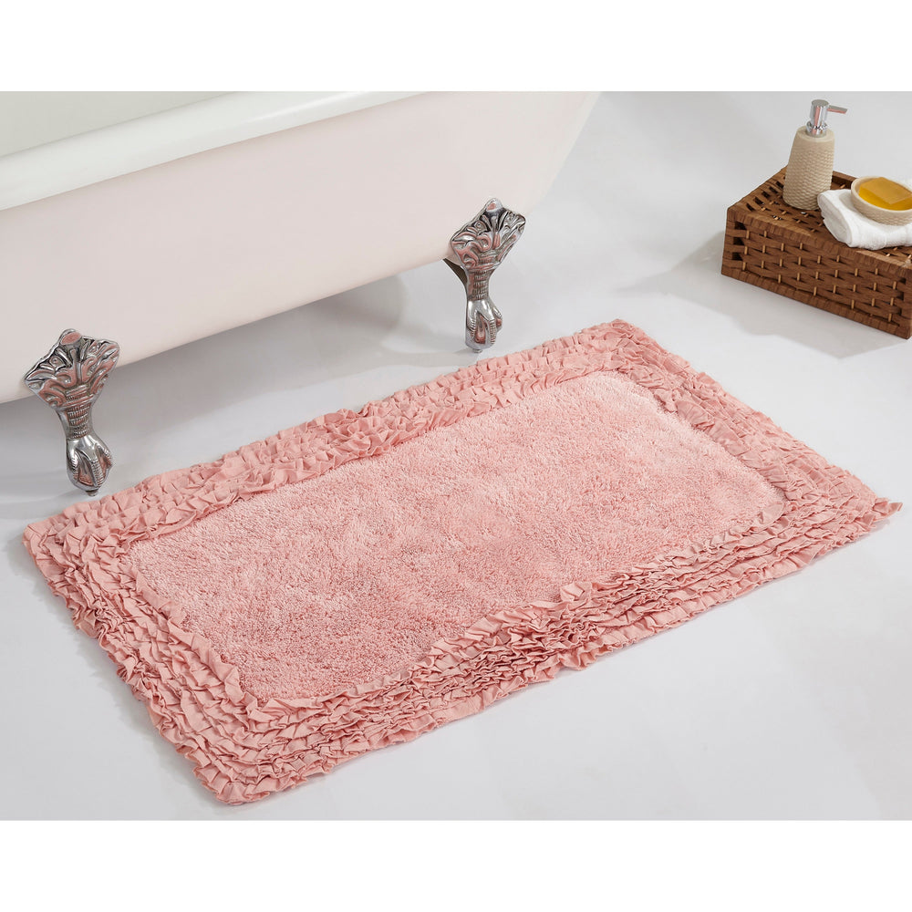 
                      
                        Shaggy Border Bath Rug 100% Cotton, Tufted Design with Ruffle Border, Ultra Soft & Absorbent, Machine Washable with Spray Latex Backing
                      
                    
