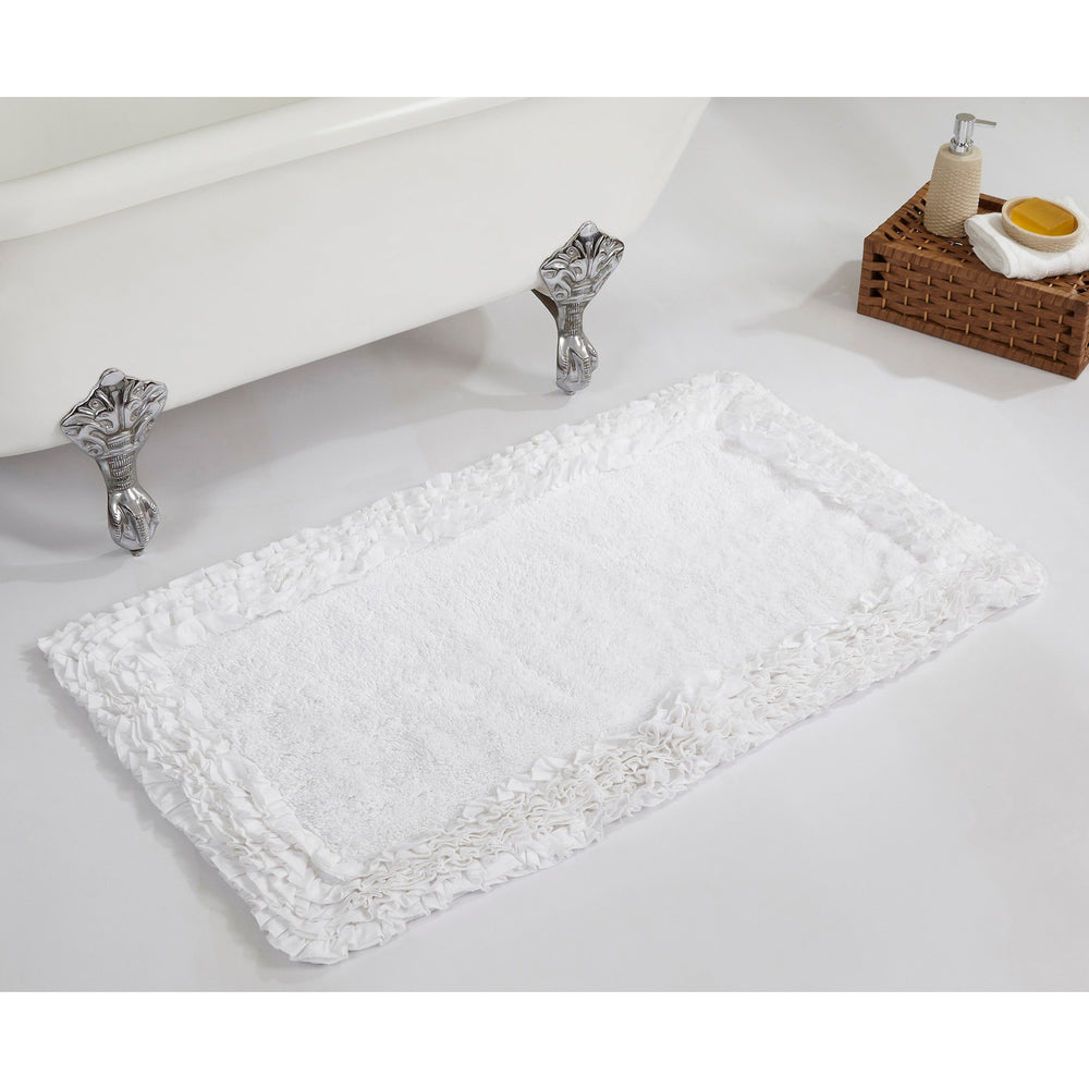 
                      
                        Shaggy Border Bath Rug 100% Cotton, Tufted Design with Ruffle Border, Ultra Soft & Absorbent, Machine Washable with Spray Latex Backing
                      
                    
