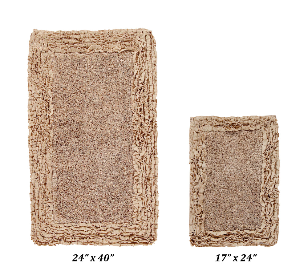 Better Trends 100% Cotton Bath Rug in Shaggy Border Collection - Ultra Soft, Plush, Tufted Bath Rug for Bathroom Floor, Tub and Shower, Bathroom Rug 2 Piece Set (17