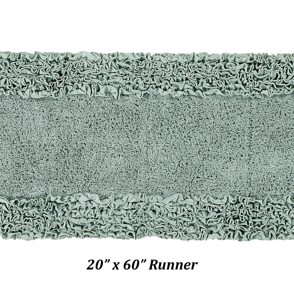 
                      
                        Better Trends Shaggy Border Collection, 3 Piece (17" x 24" | 24" x 40" | 20" x 60") Bathroom Set, Rectangle Rugs, 100% Cotton Sage Bath Mat, Water Absorbent and Non-Slip Doormat
                      
                    