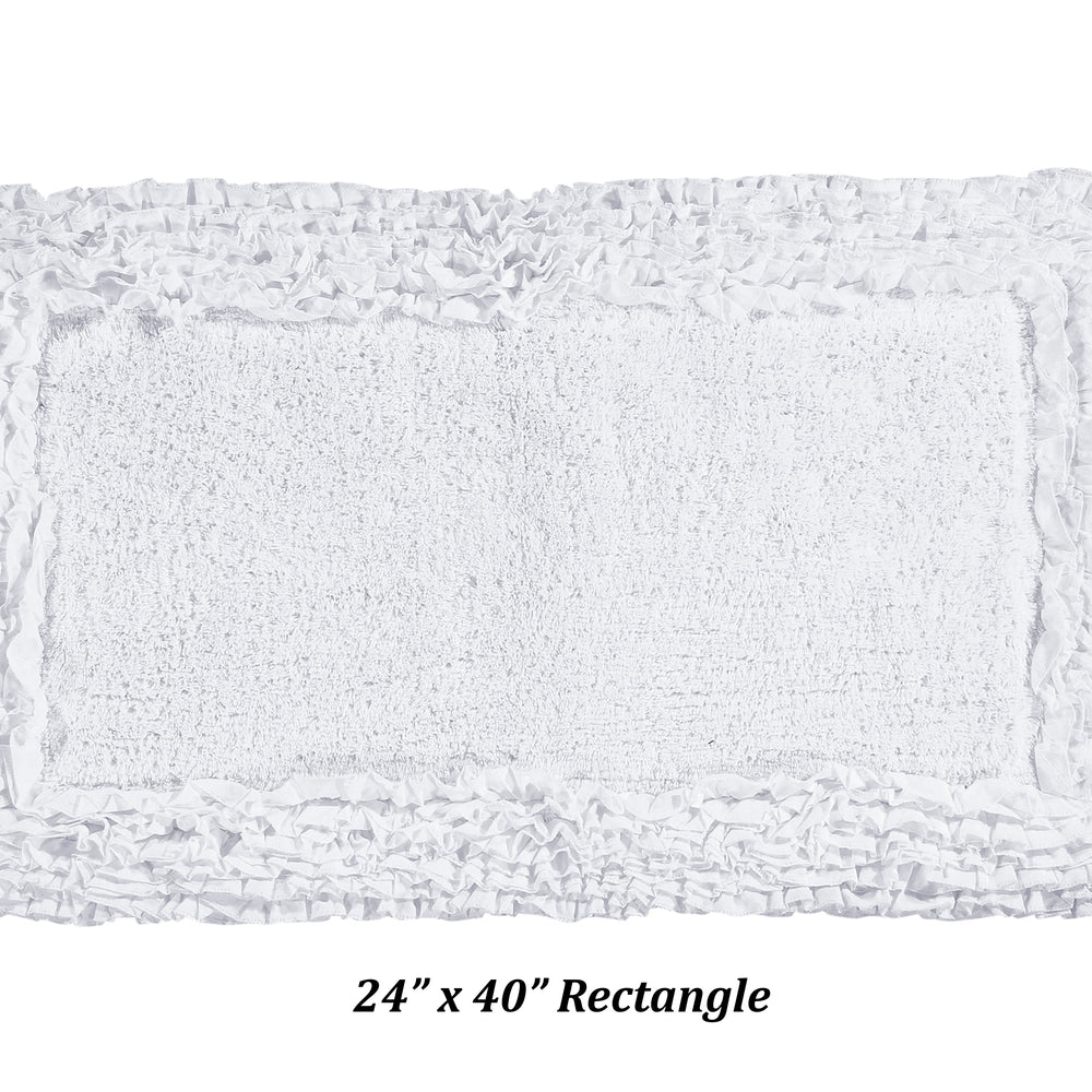 
                      
                        Better Trends Shaggy Border Collection, 3 Piece (17" x 24" | 24" x 40" | 20" x 60") Bathroom Set, Rectangle Rugs, 100% Cotton White Bath Mat, Water Absorbent and Non-Slip Doormat
                      
                    
