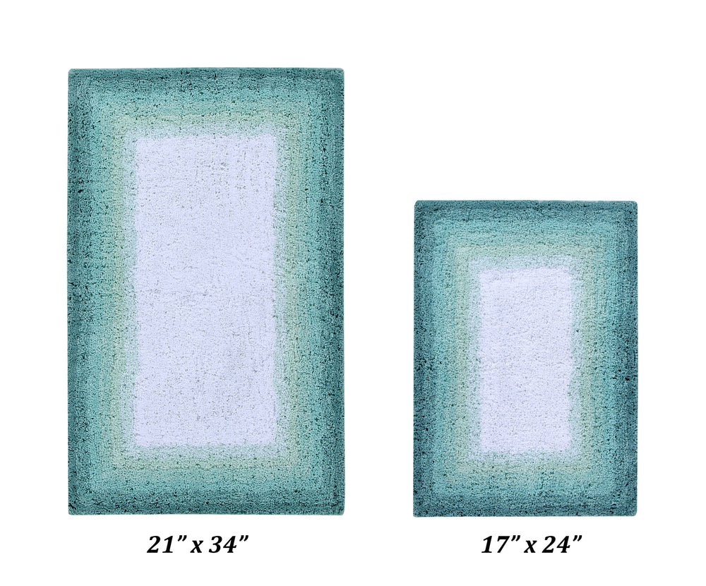 Better Trends 100% Cotton Torrent Collection Bath Rugs, Turquoise - Tufted, Machine Washable Bath Mats for Bathroom Floor, Tub and Shower, Bathroom Rug 2 Piece Set (17
