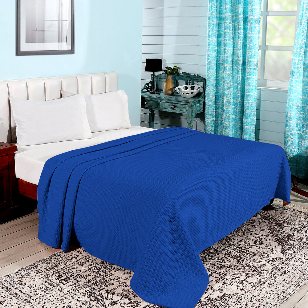 
                      
                        Janiya Waffle Collection 100% Cotton Twin Blanket in Navy
                      
                    