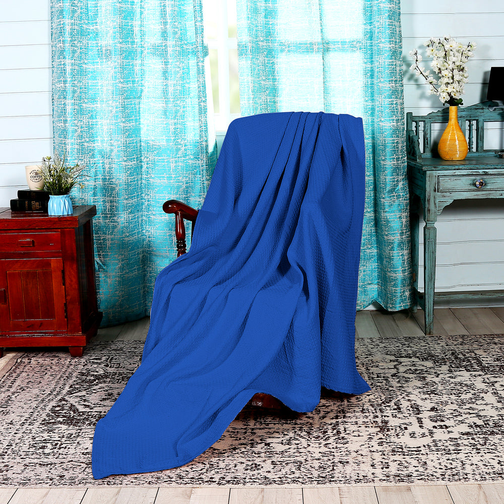 
                      
                        Janiya Waffle Collection 100% Cotton Twin Blanket in Navy
                      
                    