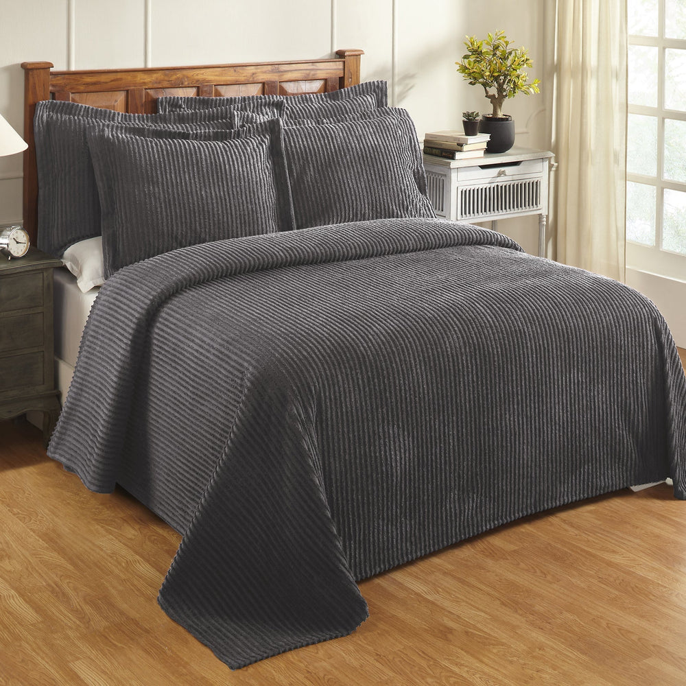 
                      
                        Jullian 100% Cotton Chenille Bedspread & Shams, Machine Washable Tufted Bold Stripes, Luxurious All-Season Bedding
                      
                    
