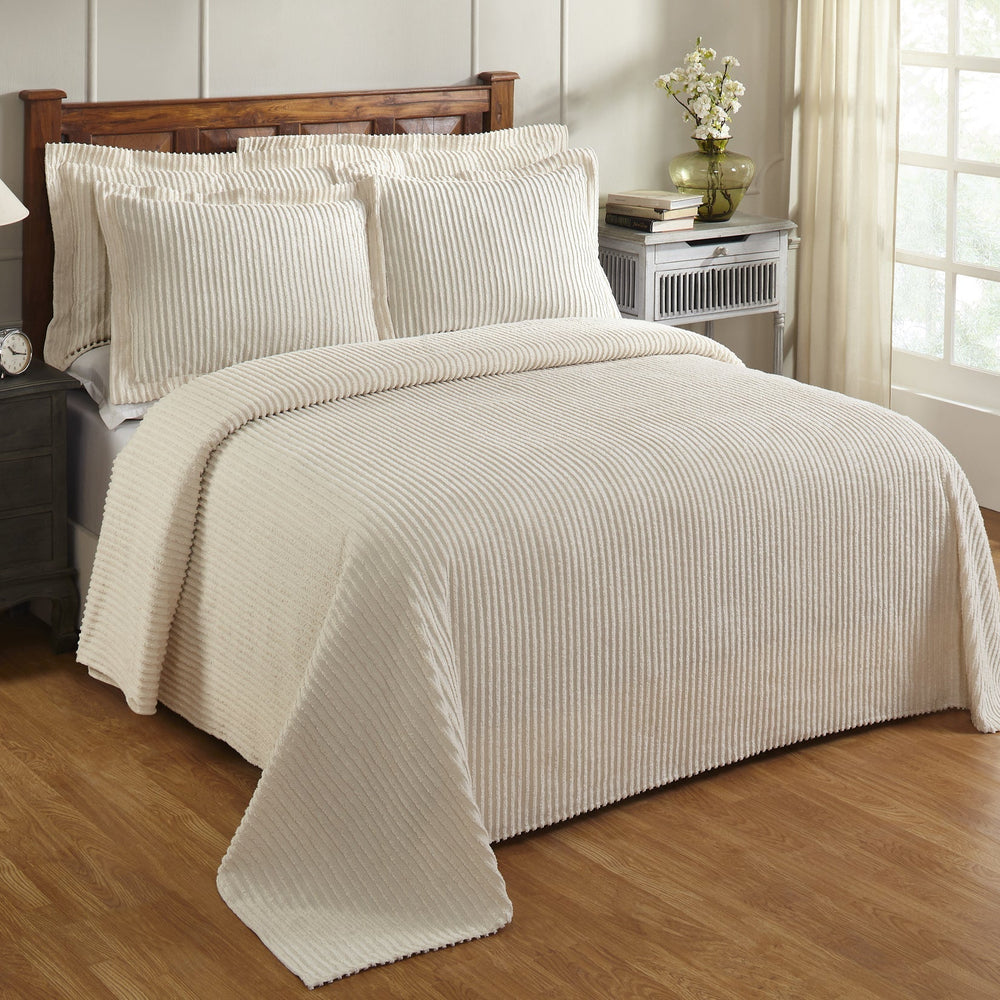 
                      
                        Jullian 100% Cotton Chenille Bedspread & Shams, Machine Washable Tufted Bold Stripes, Luxurious All-Season Bedding
                      
                    