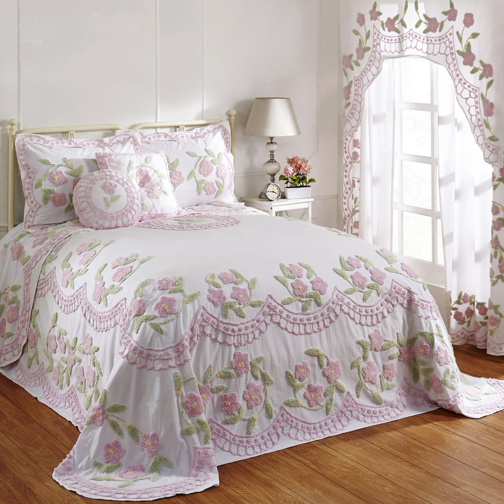 Better Trends Bloomfield Collection 100% Cotton Queen Bedspread Set in Rose