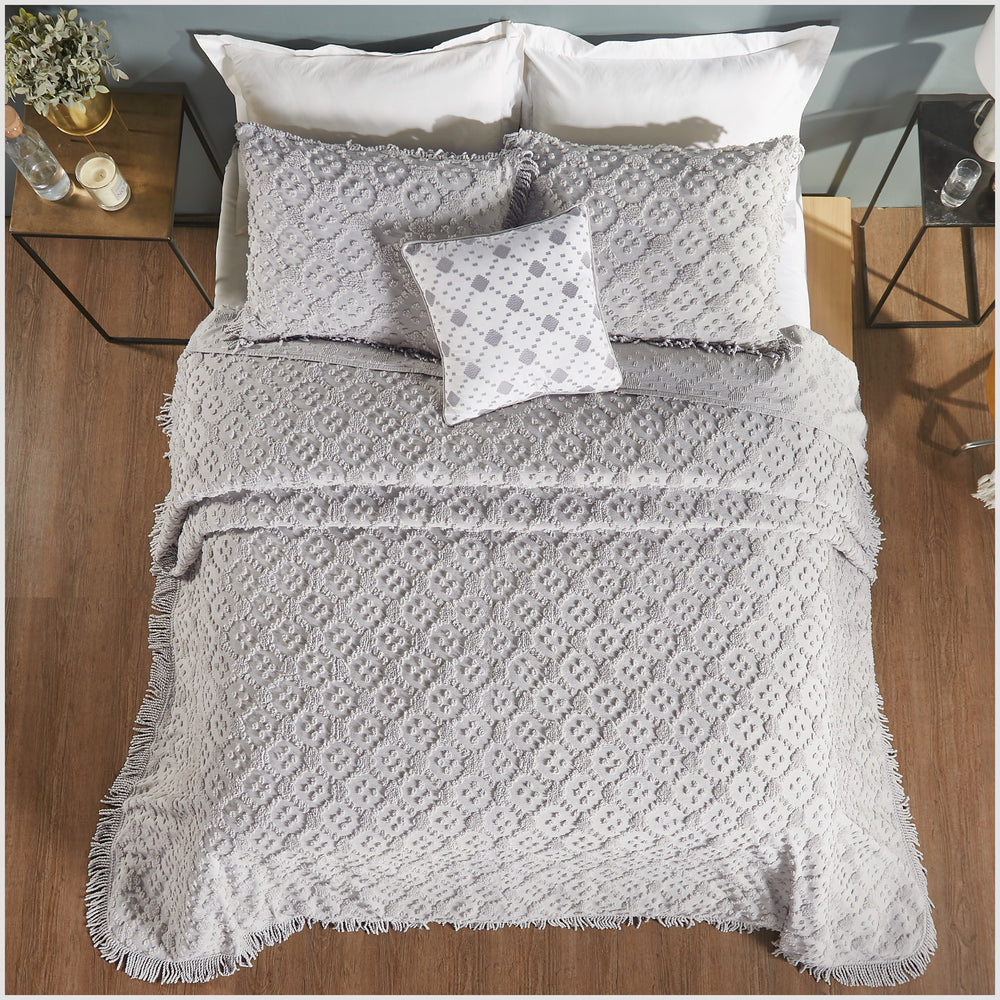 
                      
                        Charleston 100% Cotton Soft & Plush Chenille Tufted Diamond Pattern Unique Luxurious 4 Piece Bedspread & Sham Set, All-Season, Machine Washable Coverlet Set
                      
                    