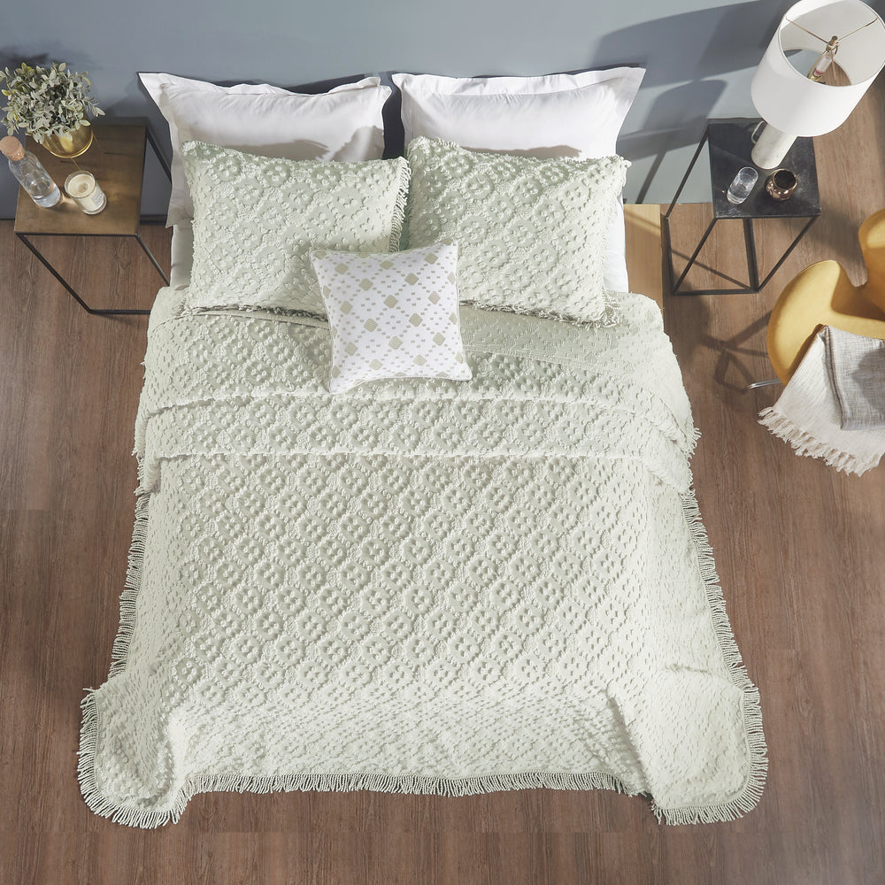 
                      
                        Charleston 100% Cotton Soft & Plush Chenille Tufted Diamond Pattern Unique Luxurious 4 Piece Bedspread & Sham Set, All-Season, Machine Washable Coverlet Set
                      
                    
