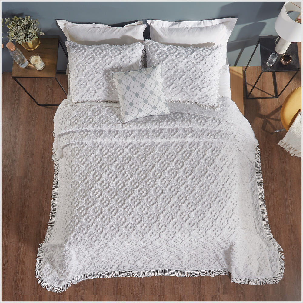 
                      
                        Charleston 100% Cotton Soft & Plush Chenille Tufted Diamond Pattern Unique Luxurious 4 Piece Bedspread & Sham Set, All-Season, Machine Washable Coverlet Set
                      
                    