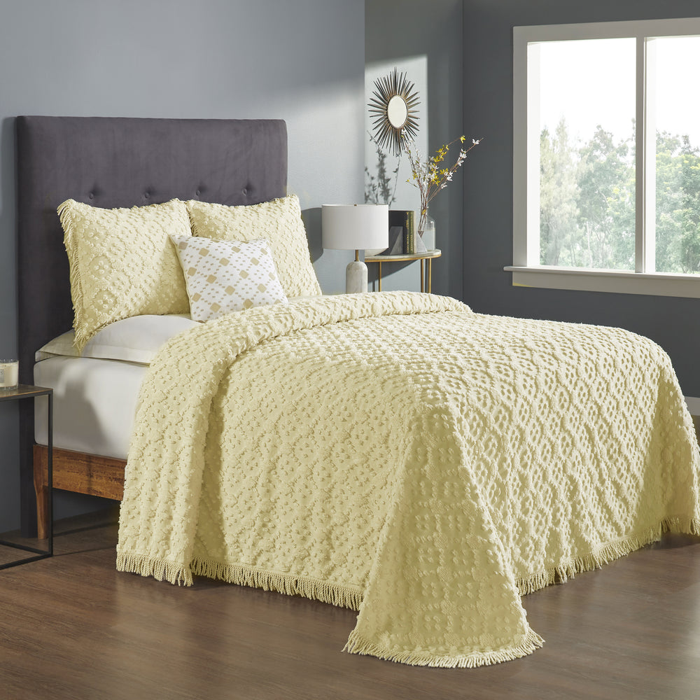 
                      
                        Charleston 100% Cotton Soft & Plush Chenille Tufted Diamond Pattern Unique Luxurious 4 Piece Bedspread & Sham Set, All-Season, Machine Washable Coverlet Set
                      
                    