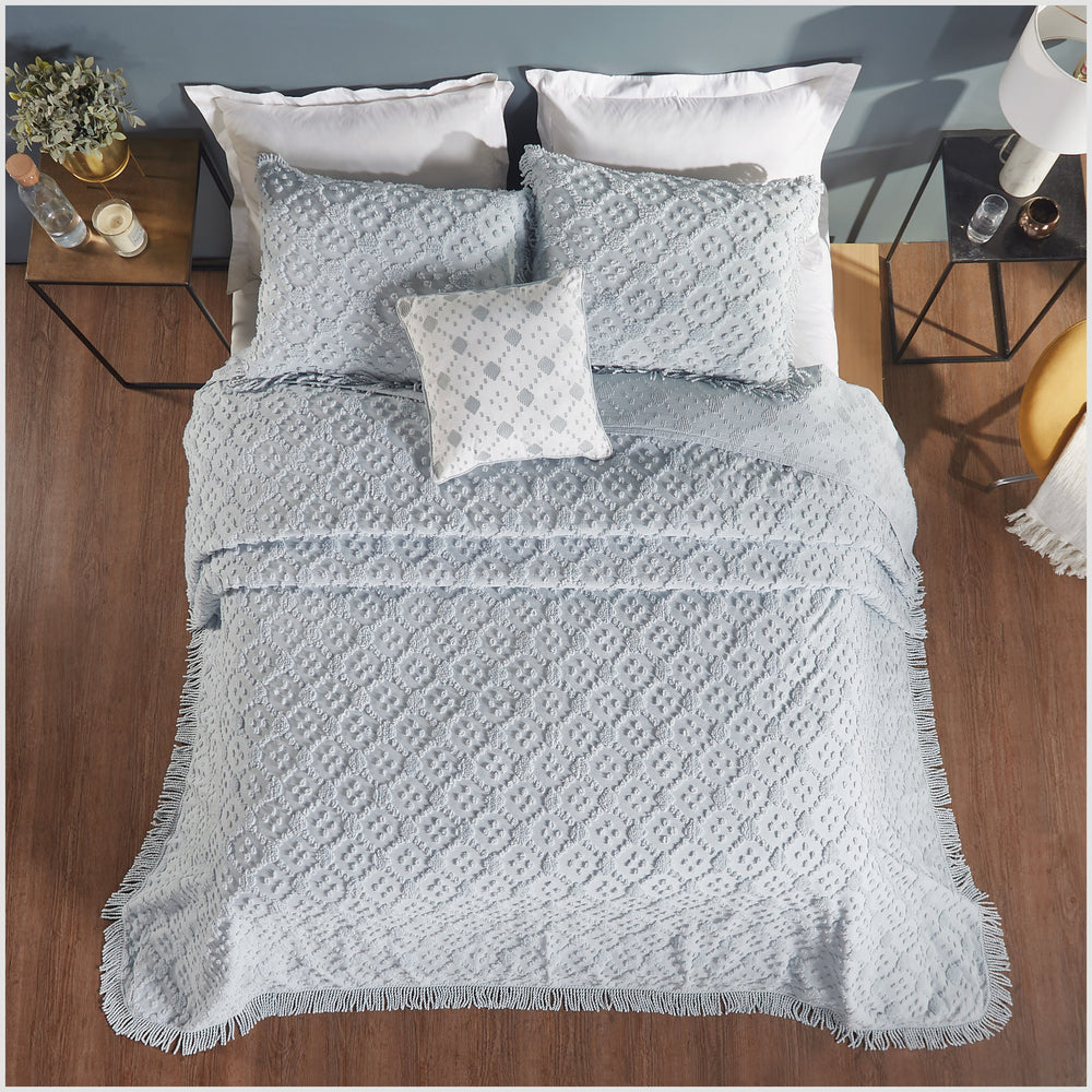 
                      
                        Charleston 100% Cotton Soft & Plush Chenille Tufted Diamond Pattern Unique Luxurious 4 Piece Bedspread & Sham Set, All-Season, Machine Washable Coverlet Set
                      
                    