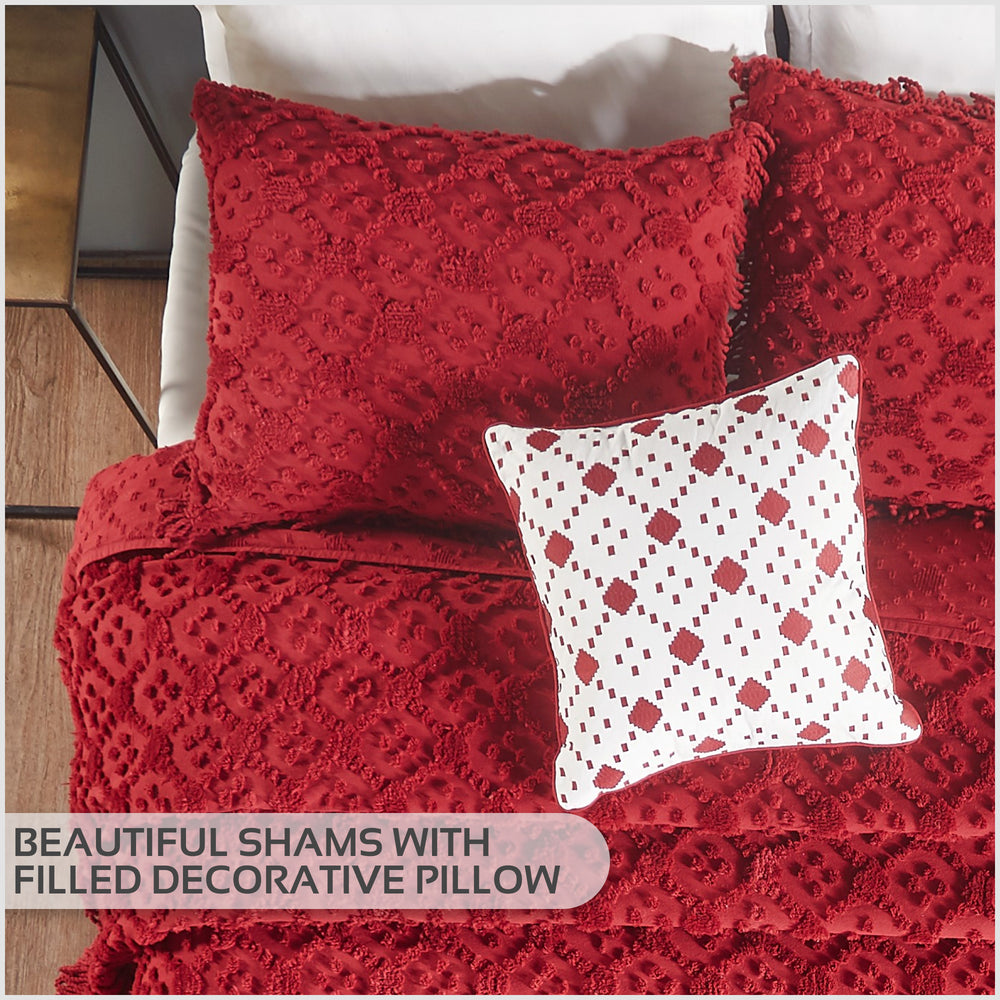 
                      
                        Charleston 100% Cotton Soft & Plush Chenille Tufted Diamond Pattern Unique Luxurious 4 Piece Bedspread & Sham Set, All-Season, Machine Washable Coverlet Set
                      
                    