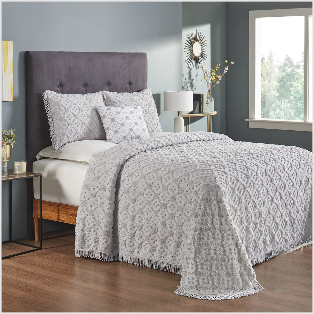 
                      
                        Charleston 100% Cotton Soft & Plush Chenille Tufted Diamond Pattern Unique Luxurious 4 Piece Bedspread & Sham Set, All-Season, Machine Washable Coverlet Set
                      
                    