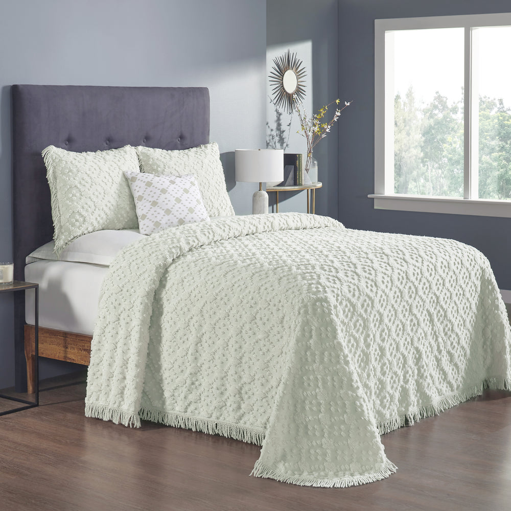 
                      
                        Charleston 100% Cotton Soft & Plush Chenille Tufted Diamond Pattern Unique Luxurious 4 Piece Bedspread & Sham Set, All-Season, Machine Washable Coverlet Set
                      
                    