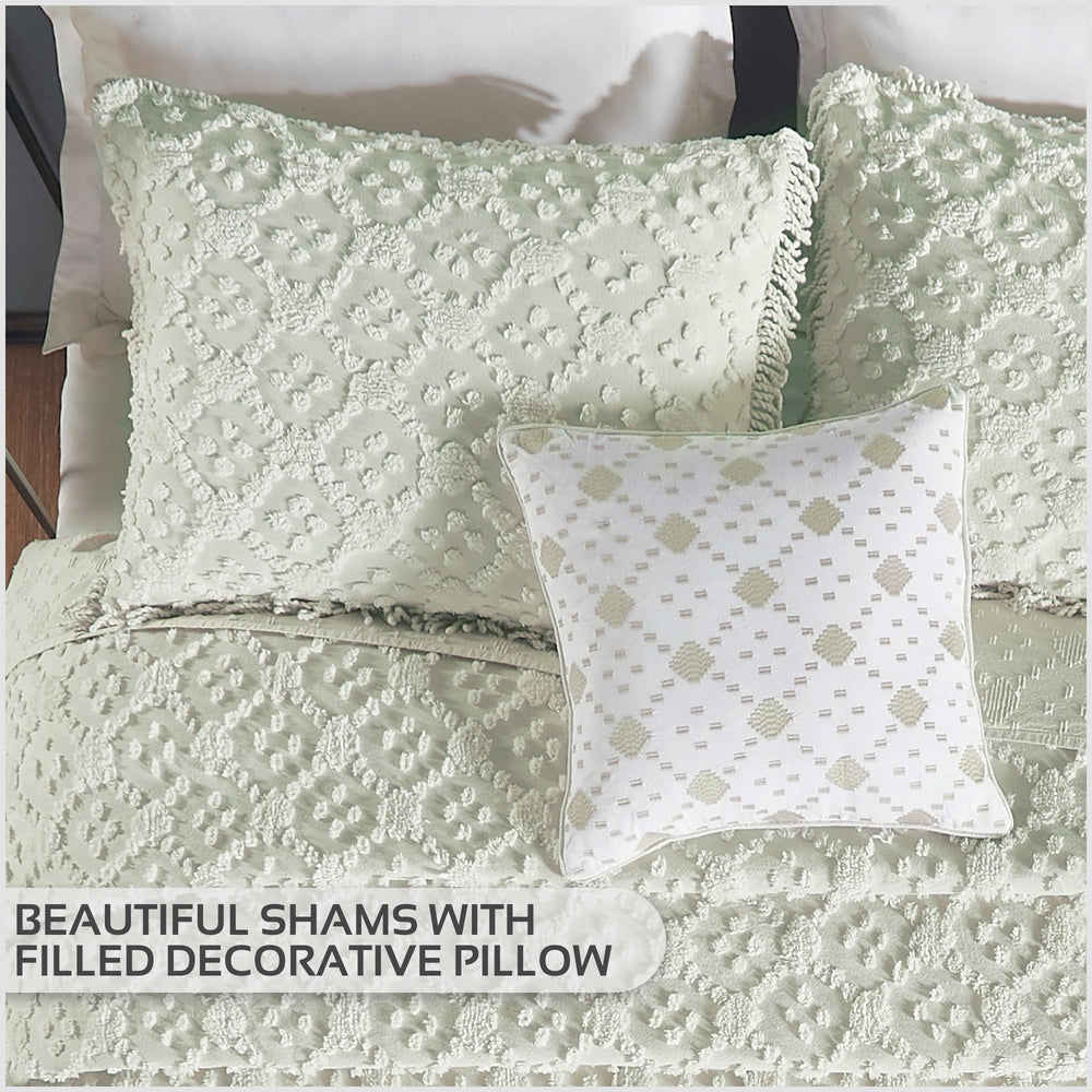 
                      
                        Charleston 100% Cotton Soft & Plush Chenille Tufted Diamond Pattern Unique Luxurious 4 Piece Bedspread & Sham Set, All-Season, Machine Washable Coverlet Set
                      
                    