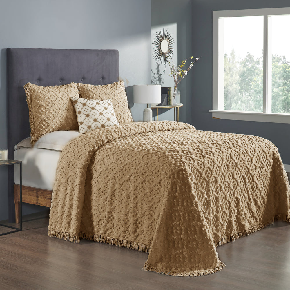 
                      
                        Charleston 100% Cotton Soft & Plush Chenille Tufted Diamond Pattern Unique Luxurious 4 Piece Bedspread & Sham Set, All-Season, Machine Washable Coverlet Set
                      
                    