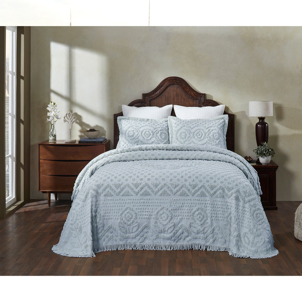 Heirloom 100% Cotton Chenille Bedspread & Shams, Medallion Design, Lightweight Luxury Coverlet