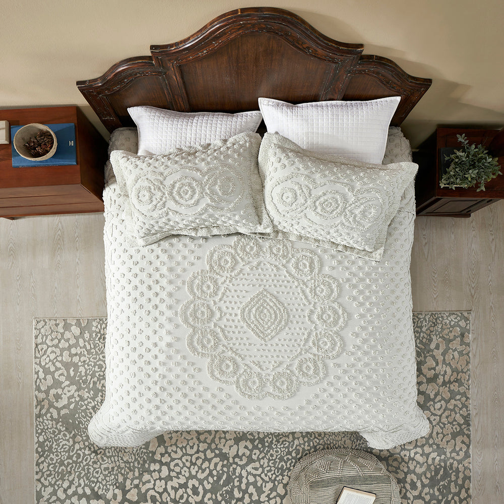 
                      
                        Heirloom 100% Cotton Chenille Bedspread & Shams, Medallion Design, Lightweight Luxury Coverlet
                      
                    
