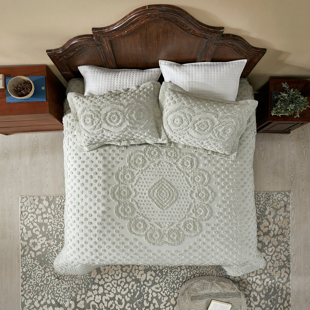 
                      
                        Heirloom 100% Cotton Chenille Bedspread & Shams, Medallion Design, Lightweight Luxury Coverlet
                      
                    