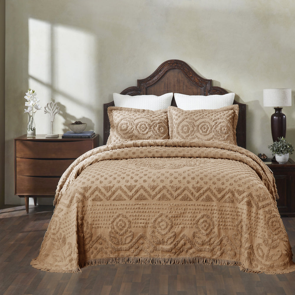 
                      
                        Heirloom 100% Cotton Chenille Bedspread & Shams, Medallion Design, Lightweight Luxury Coverlet
                      
                    