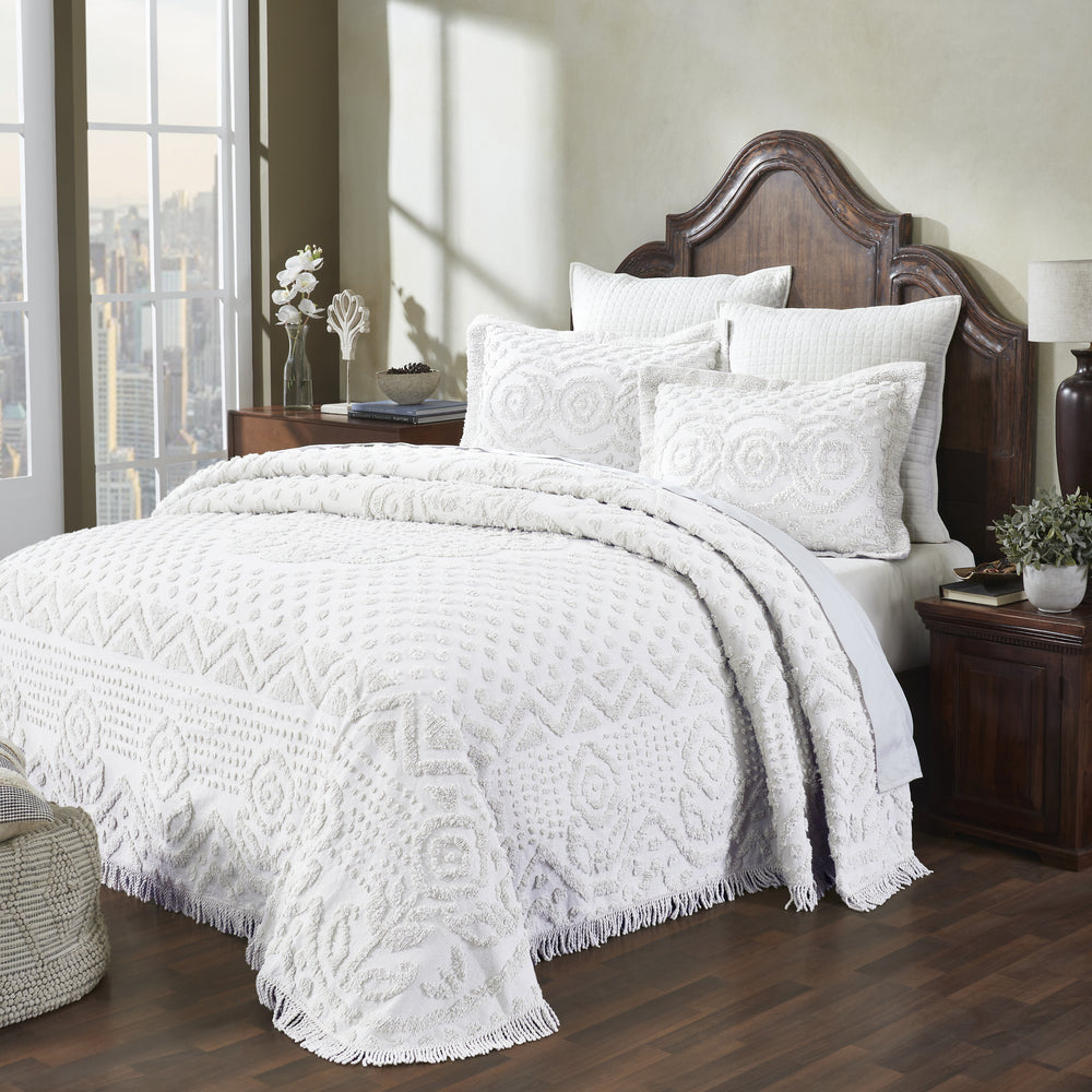 
                      
                        Heirloom 100% Cotton Chenille Bedspread & Shams, Medallion Design, Lightweight Luxury Coverlet
                      
                    