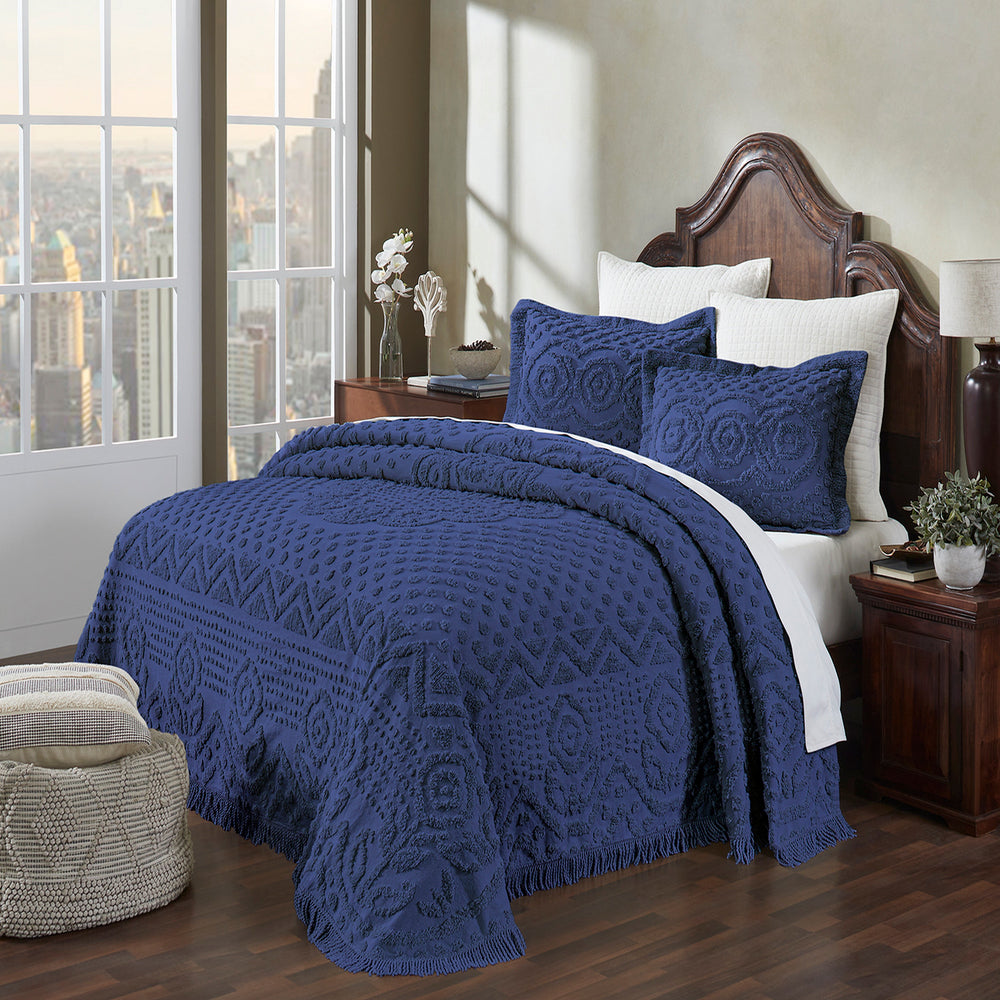
                      
                        Heirloom 100% Cotton Chenille Bedspread & Shams, Medallion Design, Lightweight Luxury Coverlet
                      
                    