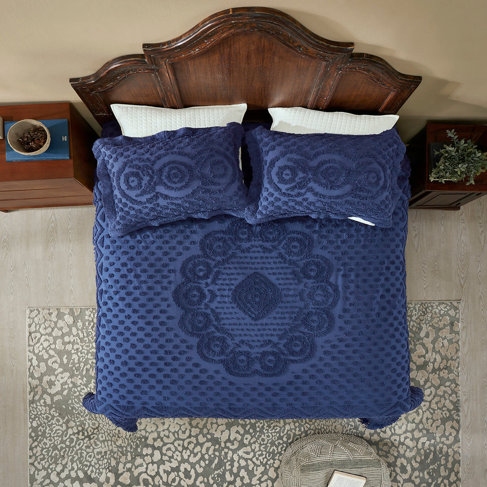 
                      
                        Heirloom 100% Cotton Chenille Bedspread & Shams, Medallion Design, Lightweight Luxury Coverlet
                      
                    