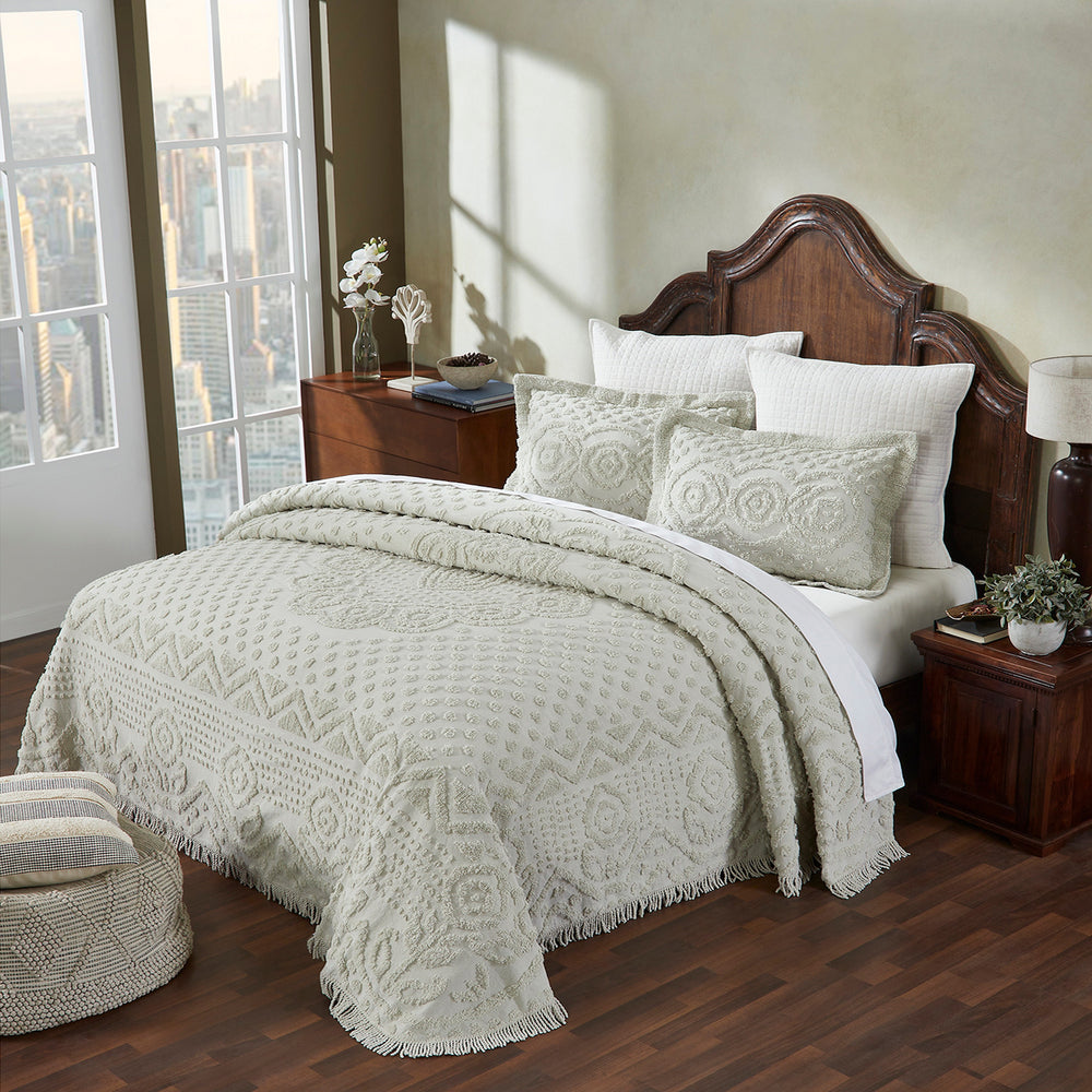 
                      
                        Heirloom 100% Cotton Chenille Bedspread & Shams, Medallion Design, Lightweight Luxury Coverlet
                      
                    