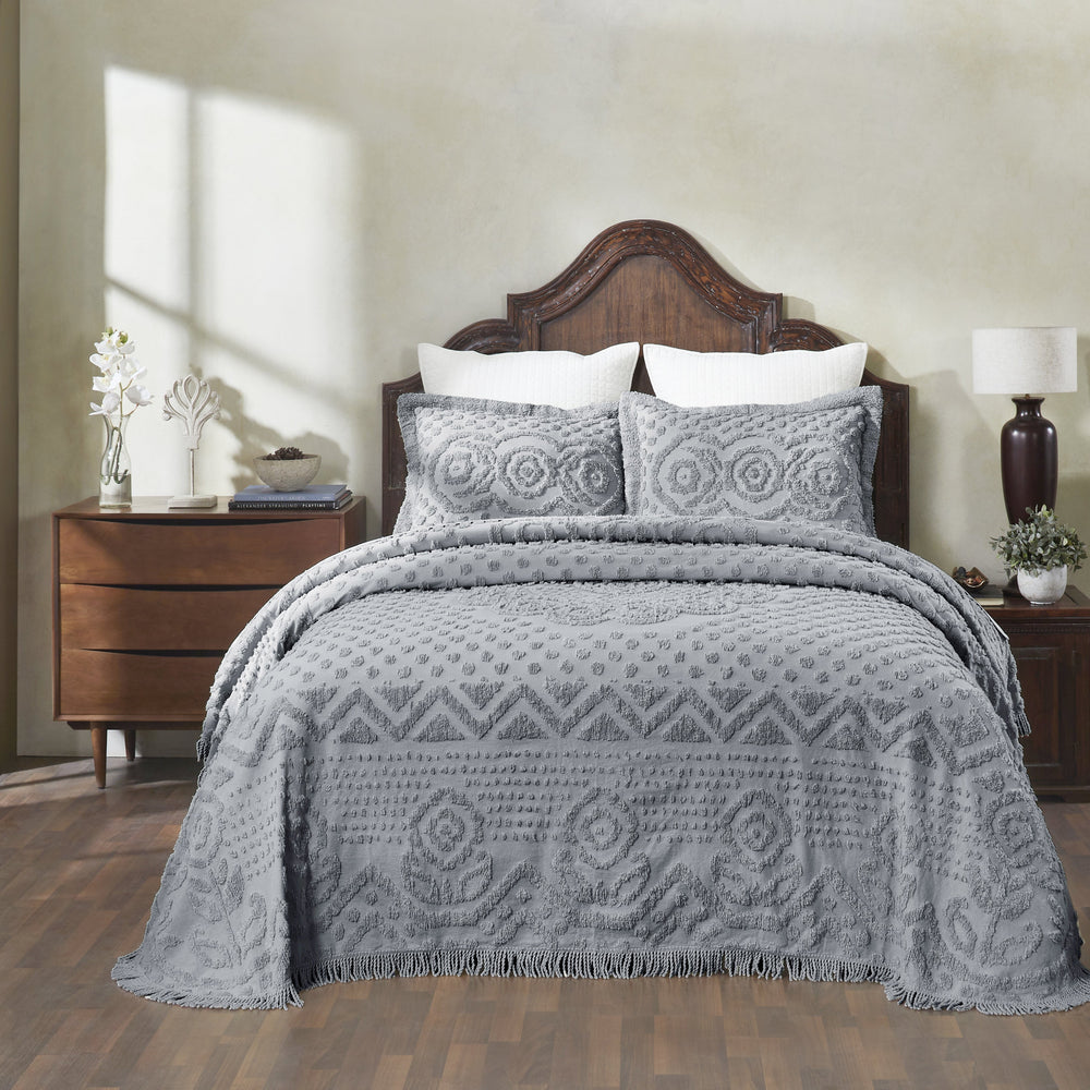 
                      
                        Heirloom 100% Cotton Chenille Bedspread & Shams, Medallion Design, Lightweight Luxury Coverlet
                      
                    